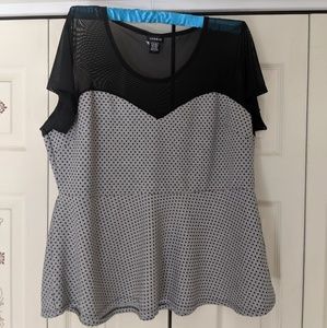 Torrid Grey Black Polka Dot Blouse